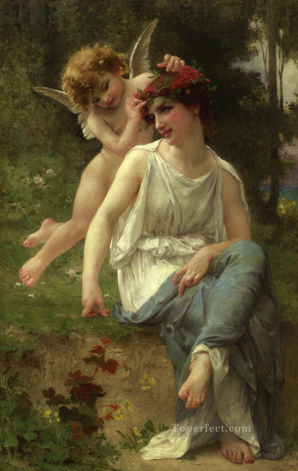 Cupid Adoring a Young Maiden Guillaume Seignac Oil Paintings